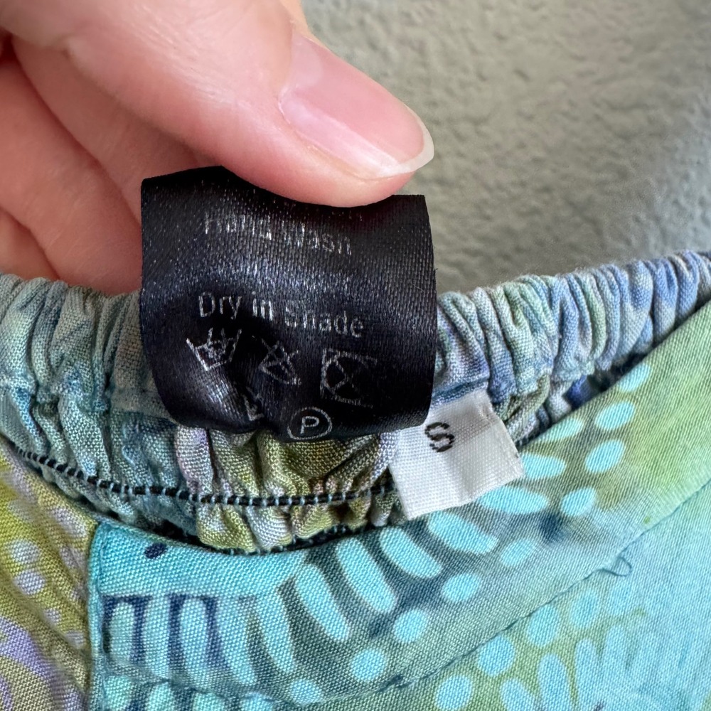 Batik Patchwork Smocked Back Mini Dress Pockets H… - image 7